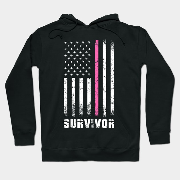 Breast Cancer Survivor - Thin Pink Line Flag Hoodie by jpmariano